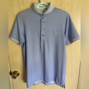 Greyson Icon Polo Light Blue Wolf Motif Pelican Golf Club Sz S Read